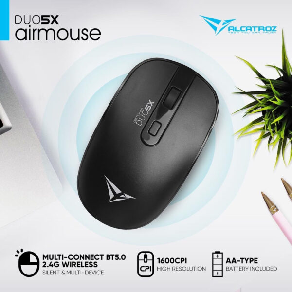 Alcatroz Airmouse Duo 5X / Airmouse Duo 7X Wireless + Bluetooth Silent Mouse