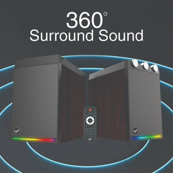 Vinnfier VF Studio 6 Bookshelf RGB Light Effect 100W 2.0 bluetooth speaker FM Radio Karaoke Audio Speaker