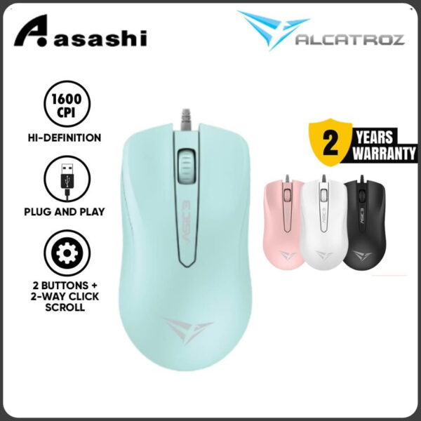 b1c2a3bc5d29b9c29ecec26239b56d85.jpeg Alcatroz Asic 3 Wired USB Mouse 1600 CPI | Ergonomic Design with High Resolution Optical Mouse