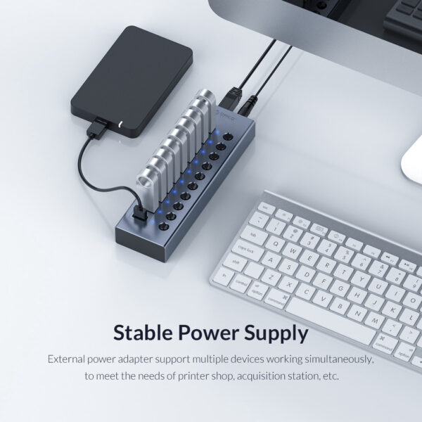 ORICO BT2U3-7AB 24W 7 Ports USB3.0 HUB Multi-port Hub With Individual Switches
