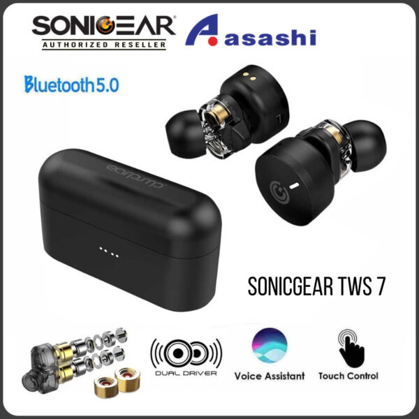 SonicGear Earpump TWS 7 HyperBass Wireless Stereo Earbud | 32 Hours Playtime | Dual Driver |