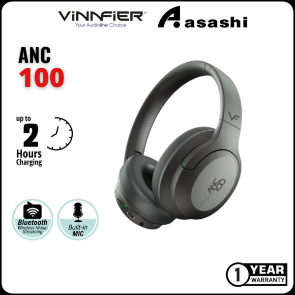 Vinnfier VF ANC 100 BT Noise Cancelling High Performance Bluetooth Headphone with Eva case active noise cancellation