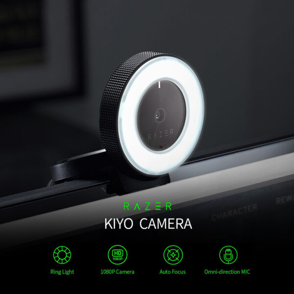 Razer Kiyo - Streaming Camera (High fps HD Video (720p 60fps/1080p 30fps, Multi-step ring light) [RZ19-02320100-R3M1]