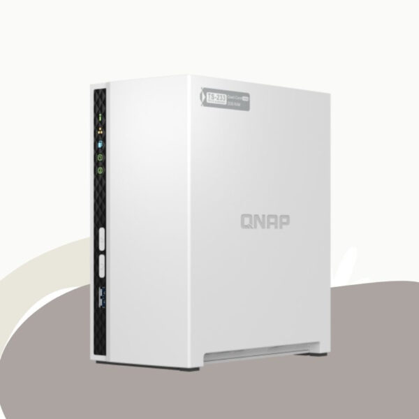 Qnap TS-233 2-Bay NAS System (ARM 4-core Cortex-A55 2.0GHz processor,2GB RAM,3.5" SATA HDDS, 1XUSB3.2,2XUSB2.0,1XGBE LAN
