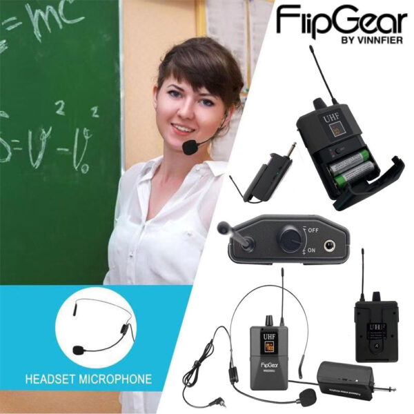 Vinnfier FlipGear WM2200 DUO U Professional Universal UHF Wireless Handsfree Microphone