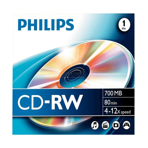 Philips 12x CD-RW / CDRW / CD RW Slim Case - 1pcs (PH-OP-CDRW/1) - 80min x 700mb