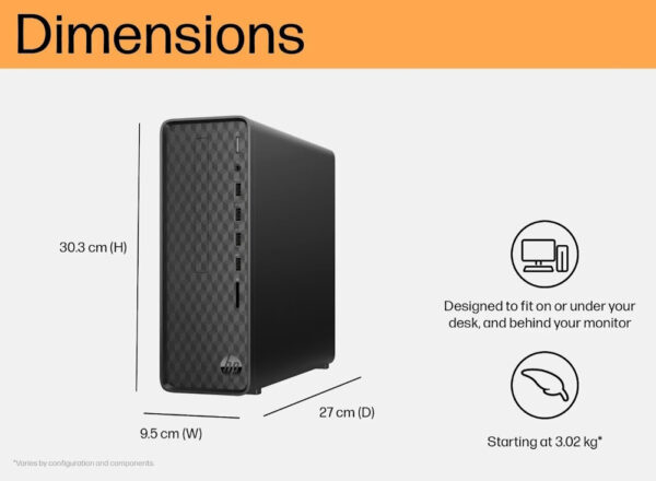 HP Slim S01-pF4003d Desktop PC-A58HJPA-(Intel Core i5-14400/8GD4/512GB SSD/Intel UHD Graphic/WiFi+BT/USB KB & Mouse/Office H&S/Win11Home/3Yrs)