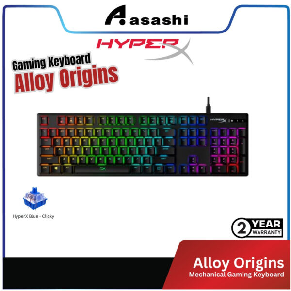 HyperX Alloy Origins RGB Gaming Keyboard - HX (US Layout) (HX- KB6RD/AQ/BLX-US)-US (Red/Aqua/Blue)