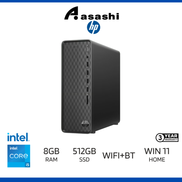HP Slim S01-pF4003d Desktop PC-A58HJPA-(Intel Core i5-14400/8GD4/512GB SSD/Intel UHD Graphic/WiFi+BT/USB KB & Mouse/Office H&S/Win11Home/3Yrs)