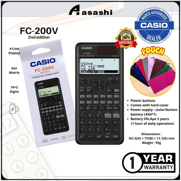 casio fc-200v Casio FC-200V 2 / FC-200v2 Financial Calculator with 2 way power