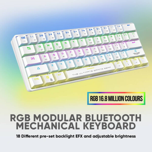 Armaggeddon MBA-61R Black / White Bluetooth + Wireless (61 Keys) Blue Switch Mechanical Keyboard