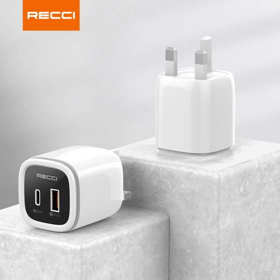 Recci RC26 20W PD+QC Wall Charger with LED (UK Plug)