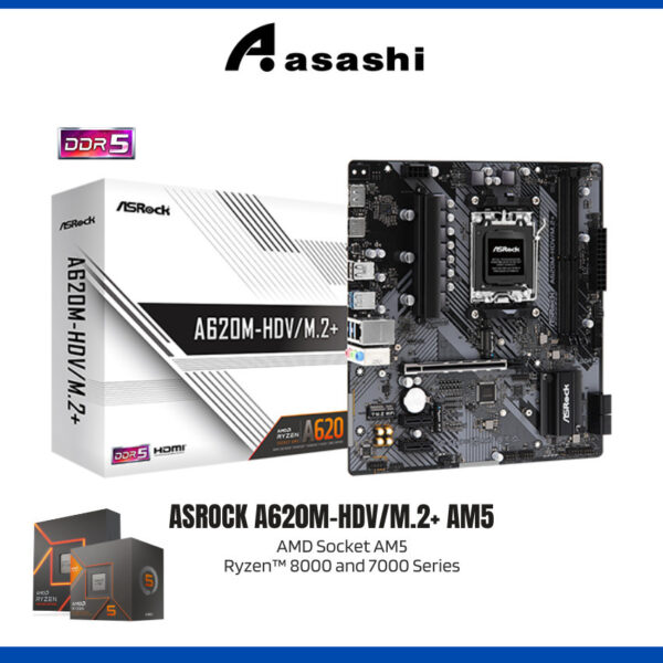 d1d8f98094f0fea571585e3efdf89ded.jpeg Asrock A620M-HDV/M.2 AM5 MAINBOARD COMBO AMD RYZEN 7 7800X3D / 7700X / 7700 RYZEN 5 7600X / 7600