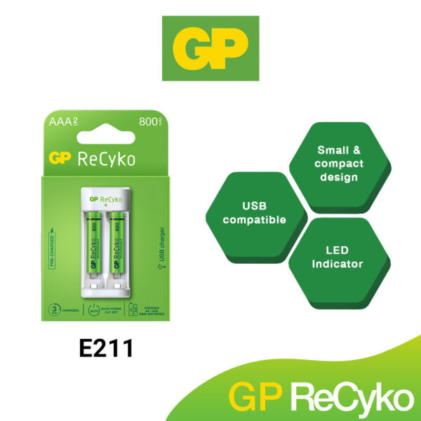 GP Recyko Charger Rechargeable E211 800mah 2100mah Rechargeable Battery