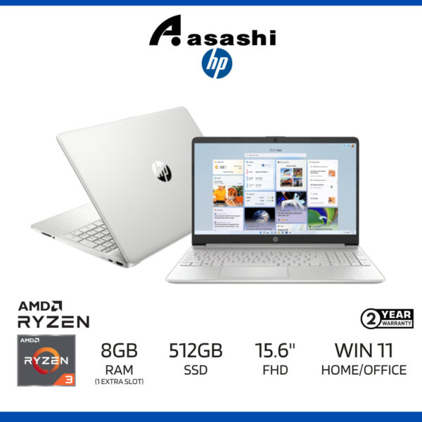 HP 15s-eq2195AU (BLUE) / 15s-eq2196AU (GOLD) / 15s-eq2197AU (SILVER) - (AMD Ryzen 3-5300U/8G D4(1 Extra Slot)/512GB SSD/