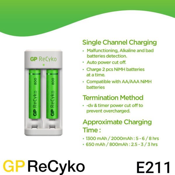 GP Recyko Charger Rechargeable E211 800mah 2100mah Rechargeable Battery