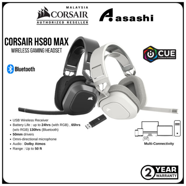 CORSAIR HS80 MAX Wireless Gaming Headset CA-9011295-AP Carbon / CA-9011296-AP White