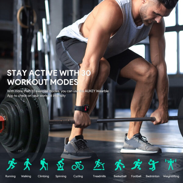 Aukey SW-1S Smart Watch 1S Fitness Tracker Water Resistance 30 sports mode Bluetooth call  health monitoring