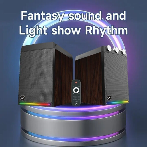 Vinnfier VF Studio 6 Bookshelf RGB Light Effect 100W 2.0 bluetooth speaker FM Radio Karaoke Audio Speaker
