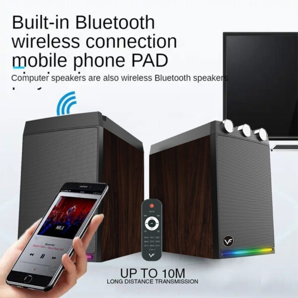 Vinnfier VF Studio 6 Bookshelf RGB Light Effect 100W 2.0 bluetooth speaker FM Radio Karaoke Audio Speaker