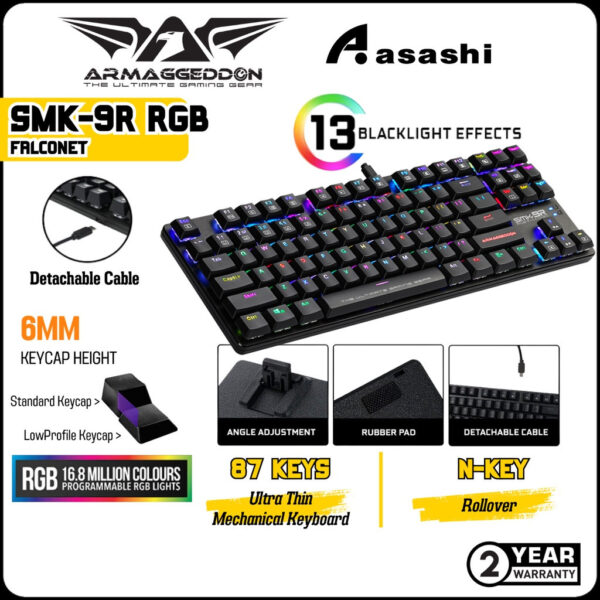 Armaggeddon SMK-9R RGB Falconet Outemu Black Switch / Blue Switch / Red Switch Mechanical Keyboard