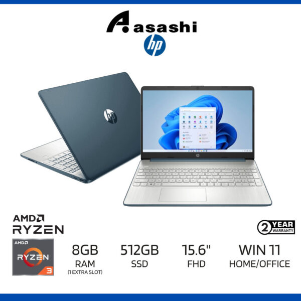 HP 15s-eq2195AU (BLUE) / 15s-eq2196AU (GOLD) / 15s-eq2197AU (SILVER) - (AMD Ryzen 3-5300U/8G D4(1 Extra Slot)/512GB SSD/