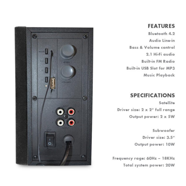 SonicGear Space 3 Hi-Fi Bluetooth Speaker with Pure Rich Sound | FM Radio | Aux-In | USB Playback | 1 Year Warranty