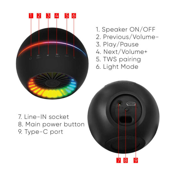 SonicGear Sonic Pod TWS Wireless Bluetooth 5.0 Mini Portable Speaker| Premium Sound App Control RGB Lighting