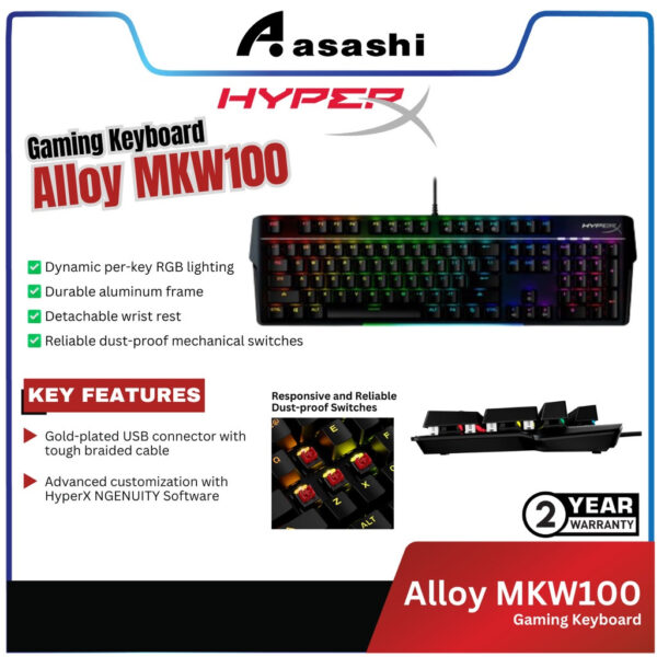 HyperX Alloy MKW100 - Mechnical Gaming Keyboard - Red (US Layout) (HKBM1-R- US/G)-US