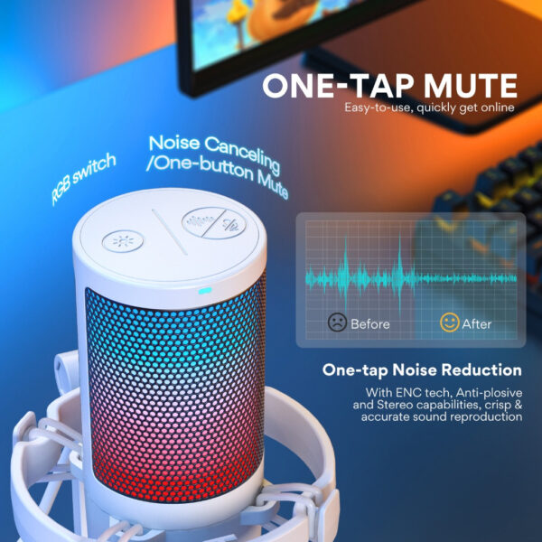 Maono DGM20 USB Microphone RGB Gaming USB Condenser Mic Noise Cancel RGB Light One key mute3.5mmj jack for PC Recording