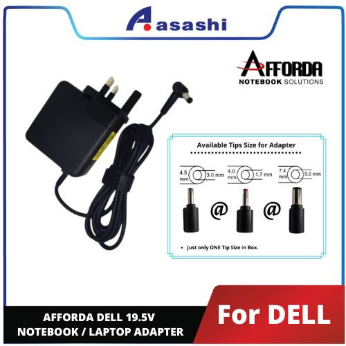 Afforda Dell 19.5V Laptop Notebook Adapter 2.31A (45W) 3.34A (65W) 4.62A (90W)