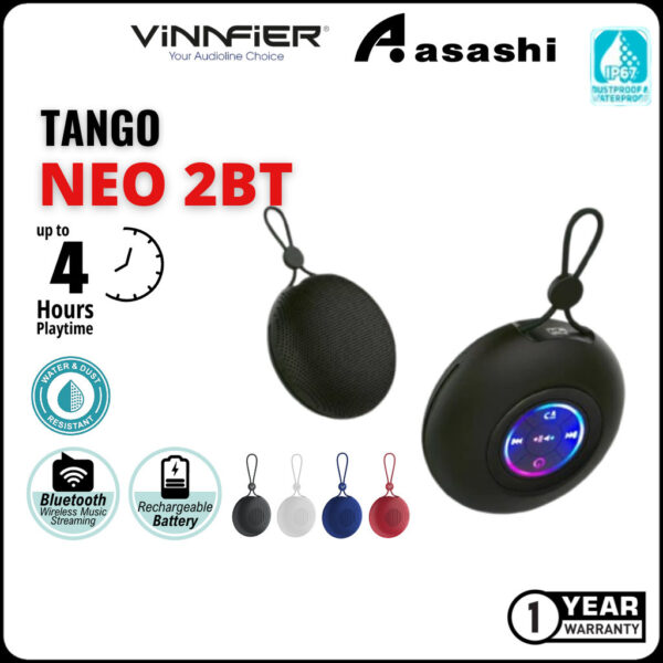 Vinnfier Tango Neo 2 / Tango Neo 2BT Wireless Portable Speaker 10W Output IPX4 Water Resistance Built-in Microphone