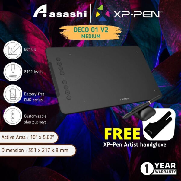 fa10f422da0ae5b76313f36a0c3f9c8e.jpeg XP-PEN Deco 01 v2 / Deco01V2 Medium Comes with OTG adapters Free XP-Pen Artist handglove XP PEN