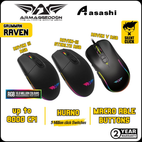 fb8d09fefeb8e434539588298b556167.jpeg Armaggeddon Raven III RGB / RAVEN-III STEALTH RGB / Grumman Raven V RGB Wired Gaming Mouse