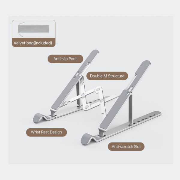 ORICO Foldable Adjustable Height Ergonomic Aluminium Laptop Stand Full Anti-Slip PFB-A21