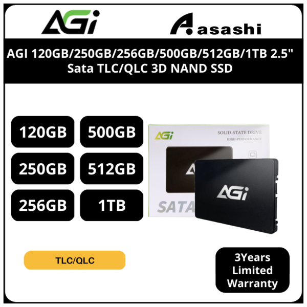 AGI 120GB / 256GB / 512GB / 1TB 2.5" Sata 3D NAND SSD