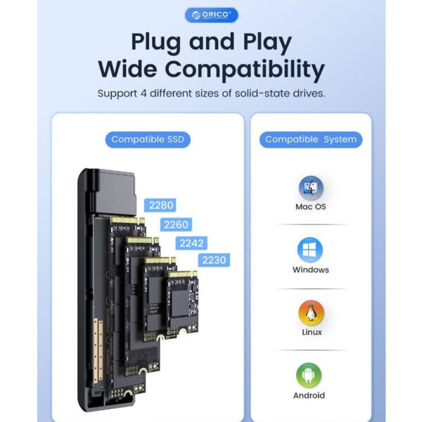 ORICO DDNV-C3-G2 M2PF M2PV M.2 SSD Enclosure USB C Gen2 10Gbps PCIe SSD Case M2 SATA NVME NGFF 5Gbps SSD Enclosure
