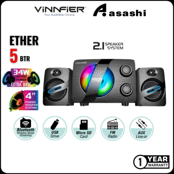Vinnfier Ether 5 BTR 2.1 Speaker with Built in Bluetooth