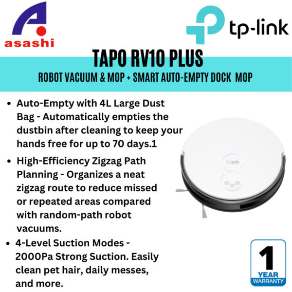 fc88d9294fc336d8fa34249c7a2cf3f4.jpeg TP-Link Tapo RV10 Plus Robot Vacuum & Mop + Smart Auto - Empty Dock