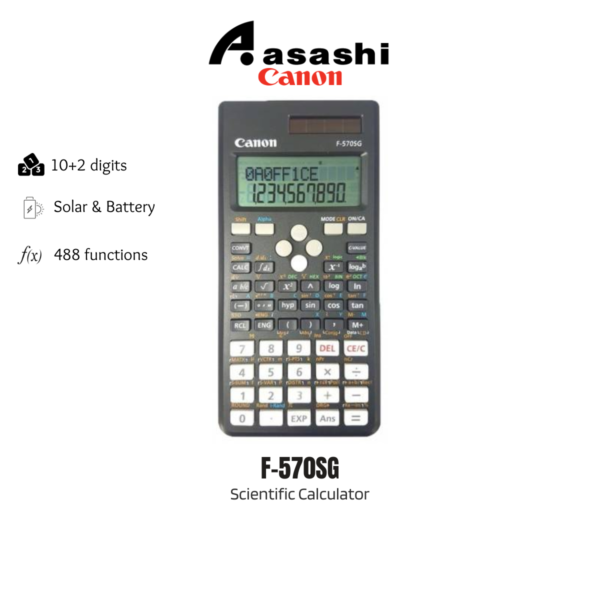 [488 Functions] CANON F-570SG Scientific Calculator Original - same level Casio FX-570MS - with Solar & Battery Power