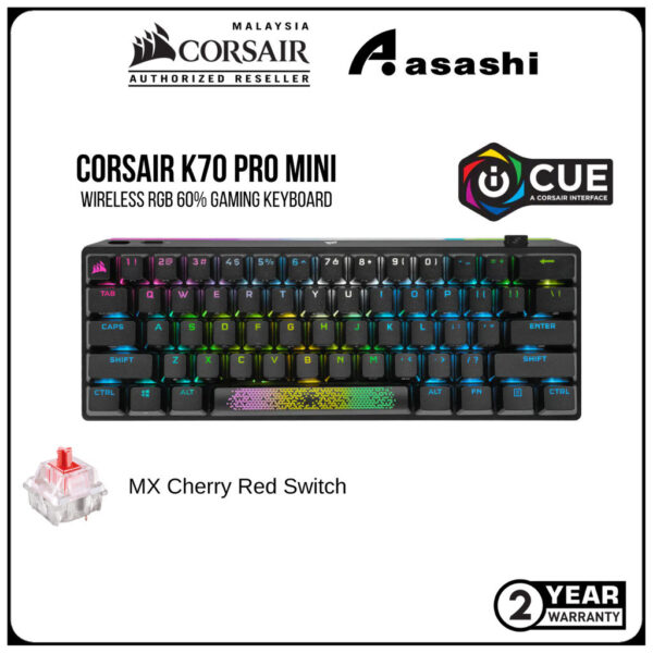 Corsair K70 PRO MINI WIRELESS RGB 60%, CHERRY MX Red CH-9189010-NA / CH-9189110-NA