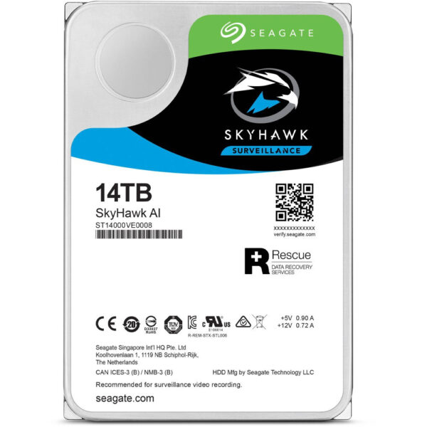 Seagate Skyhawk AI 3.5" Surveillance HDD - 7200RPM/ 256MB 5Yrs+3Yrs Rescue