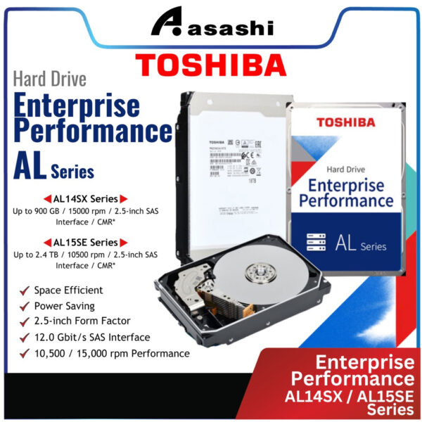 Toshiba AL Series Enterprise Performance 2.5" 10krpm / 15krpm SAS 512e 300GB 600GB 900GB 1.2TB 1.8TB 2.4TB