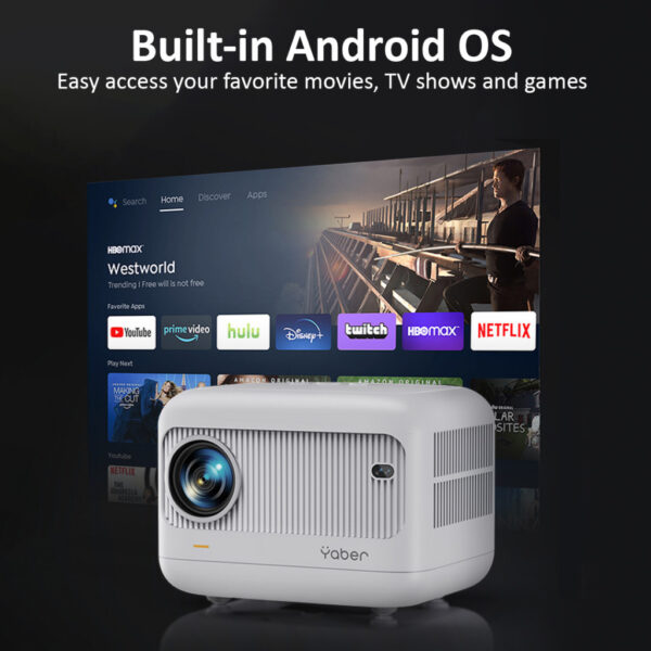 Yaber L1 Lifestyle Projector , 250 ANSI Lumens, Android TV 9.0, 5W X 1 Speaker