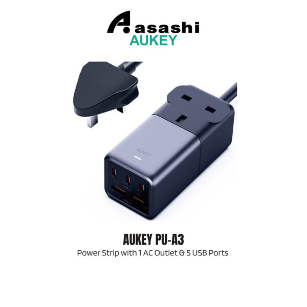 AUKEY PU-A3 75W Power Strip with 1 AC Outlet & 5 USB Ports