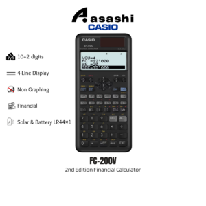 Casio FC-200V 2 / FC-200v2 Financial Calculator with 2 way power