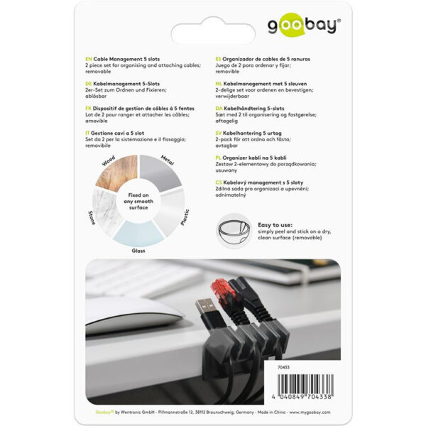 Goobay Cable Management 5 Slots Plastic 2pcs - Black 70433