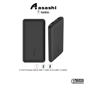 2e04409e09afe5940bd3cba21009244c.png Belkin BOOST CHARGE 3-Port Power Bank 10K + USB-A to USB-C Cable - Black / Pink / Blue BPB011btBK/BL/RG