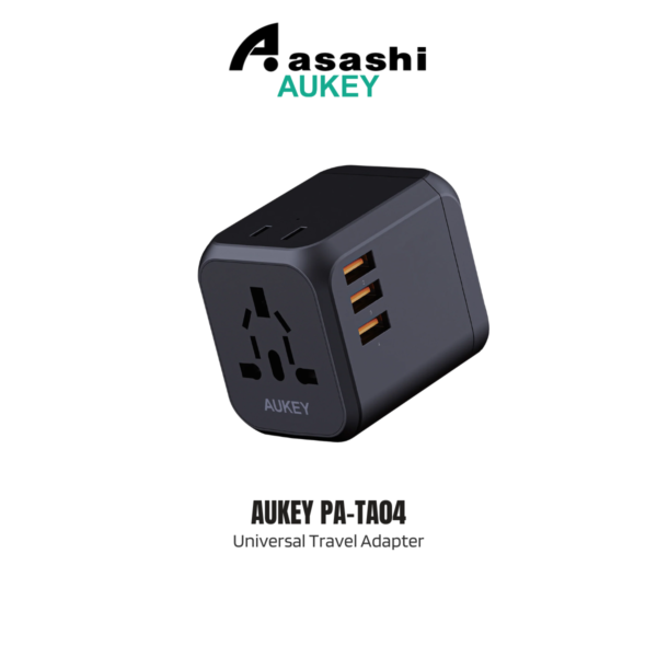 AUKEY PA-TA01 PA-TA04 Universal Travel Adapter With USB-C and USB-A Ports - Black/White (AUKEY MALAYSIA)