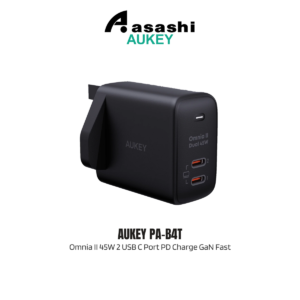 Aukey PA-B4T Omnia ll 45W 2 USB C Port PD Charge GaN Fast Technology Charger